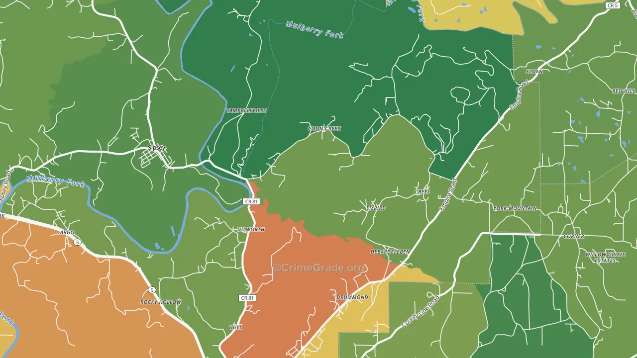Empire, AL Map of Theft Rates