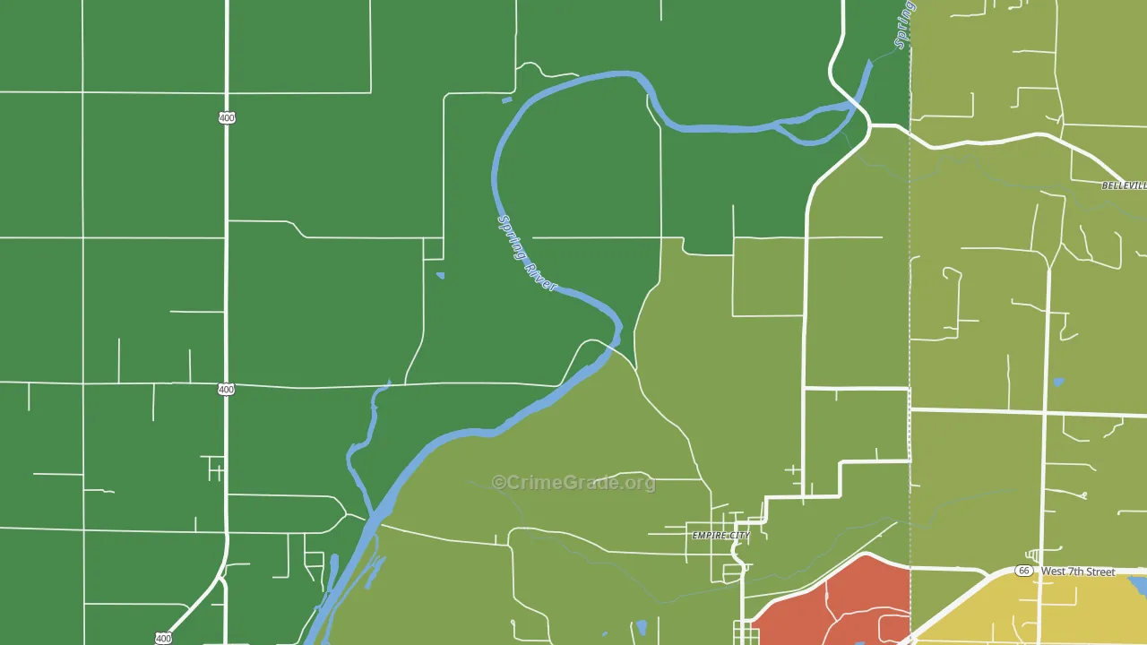 Empire City, KS Map of Theft Rates