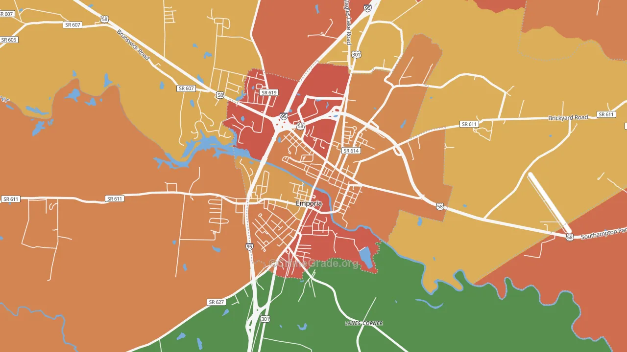 Emporia City, VA Map of Theft Rates