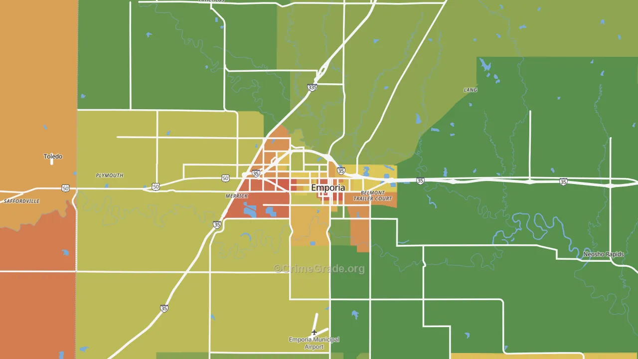 Emporia, KS Map of Theft Rates