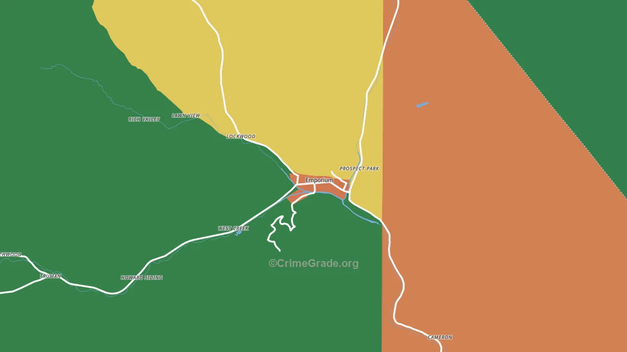 Emporium, PA Map of Theft Rates