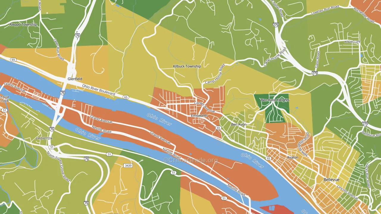 Emsworth, PA Map of Theft Rates
