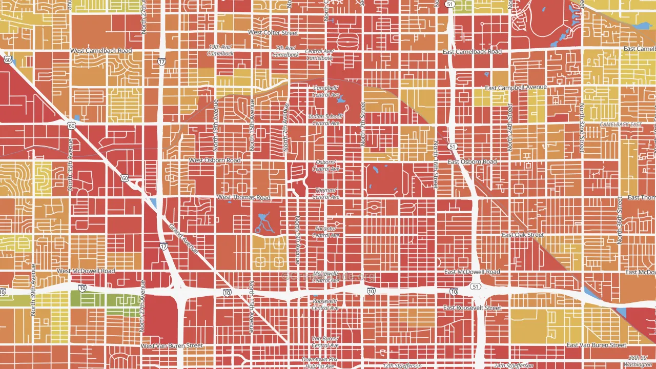 Encanto, Phoenix, AZ Map of Theft Rates