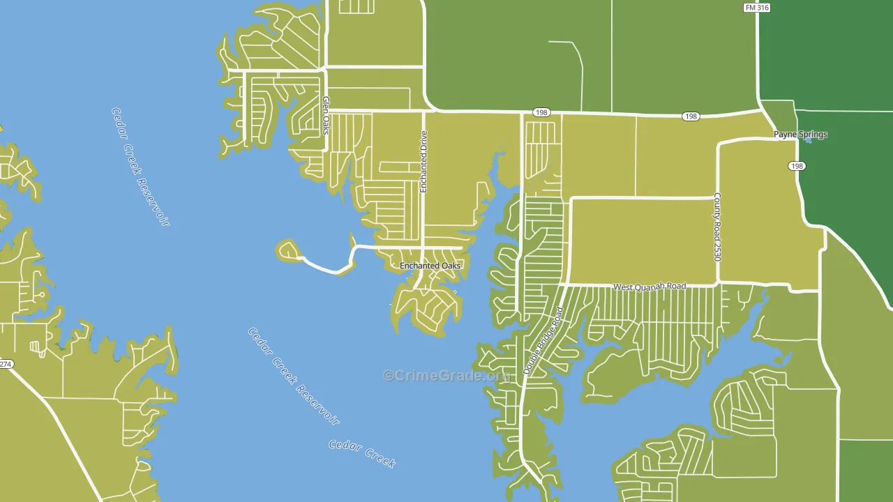 Enchanted Oaks, TX Map of Theft Rates