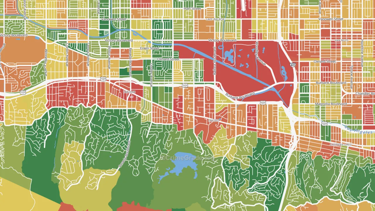 Encino, CA Map of Theft Rates