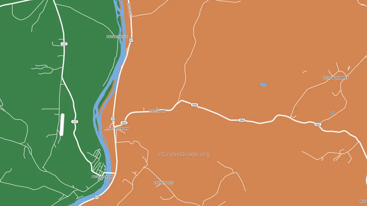 Endeavor, PA Map of Theft Rates