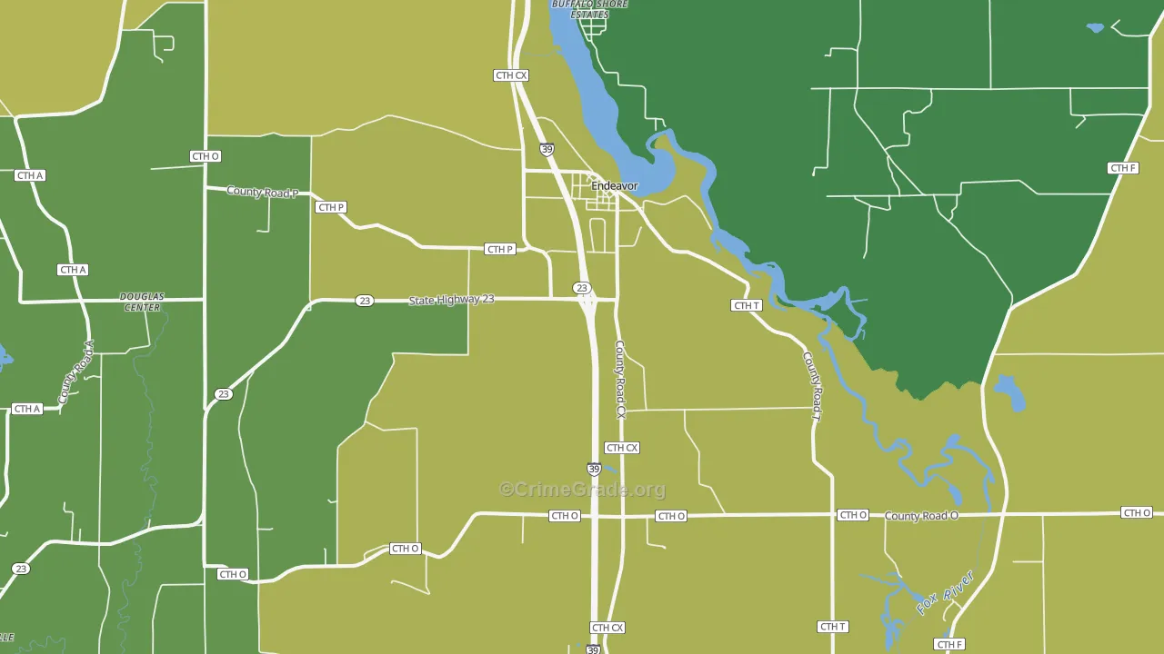 Endeavor, WI Map of Theft Rates