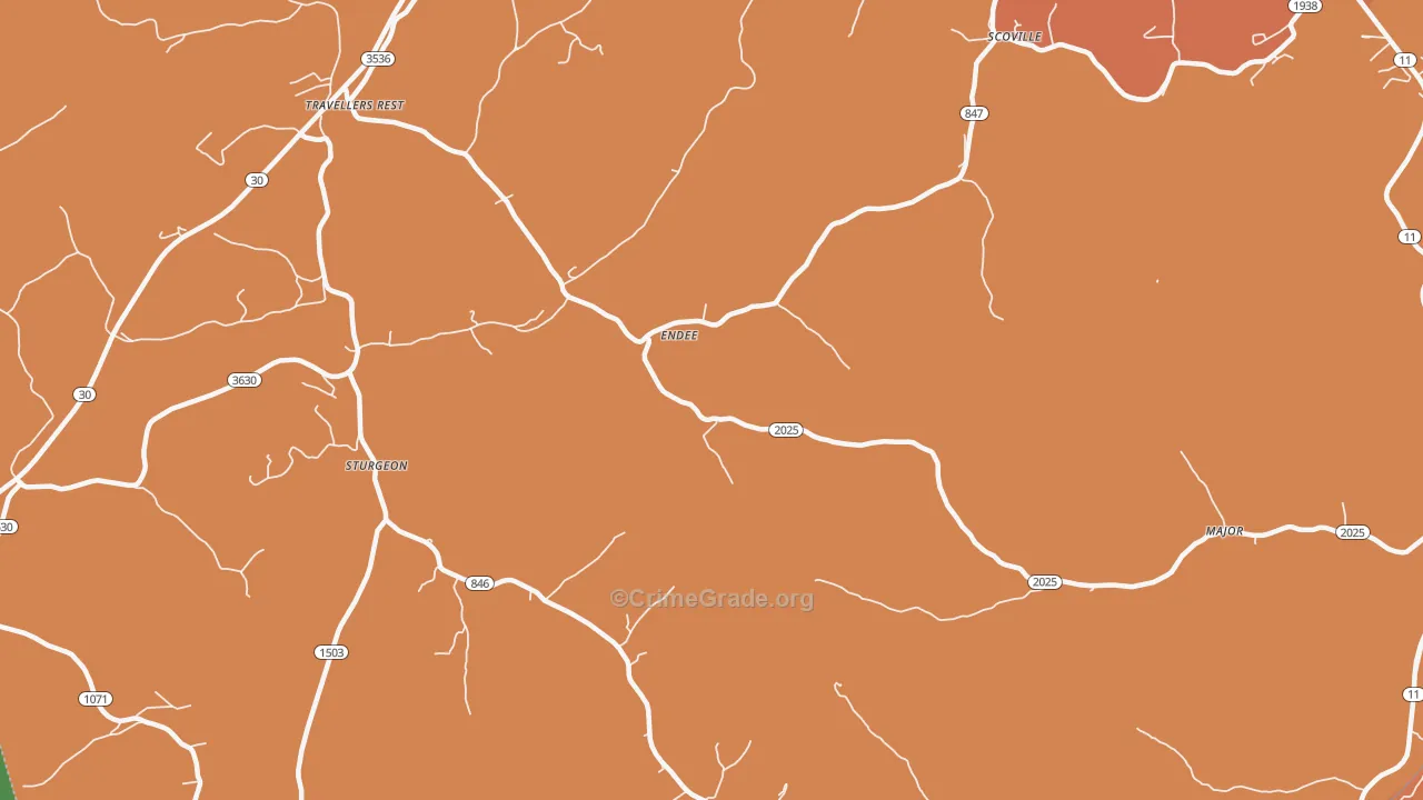 Endee, KY Map of Theft Rates