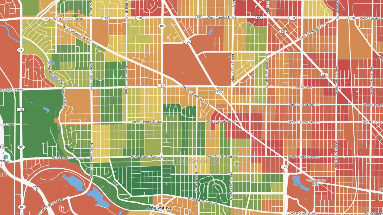 Enderis Park, Milwaukee, WI Map of Theft Rates