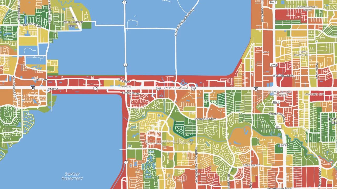 Energy Corridor, Houston, TX Map of Theft Rates