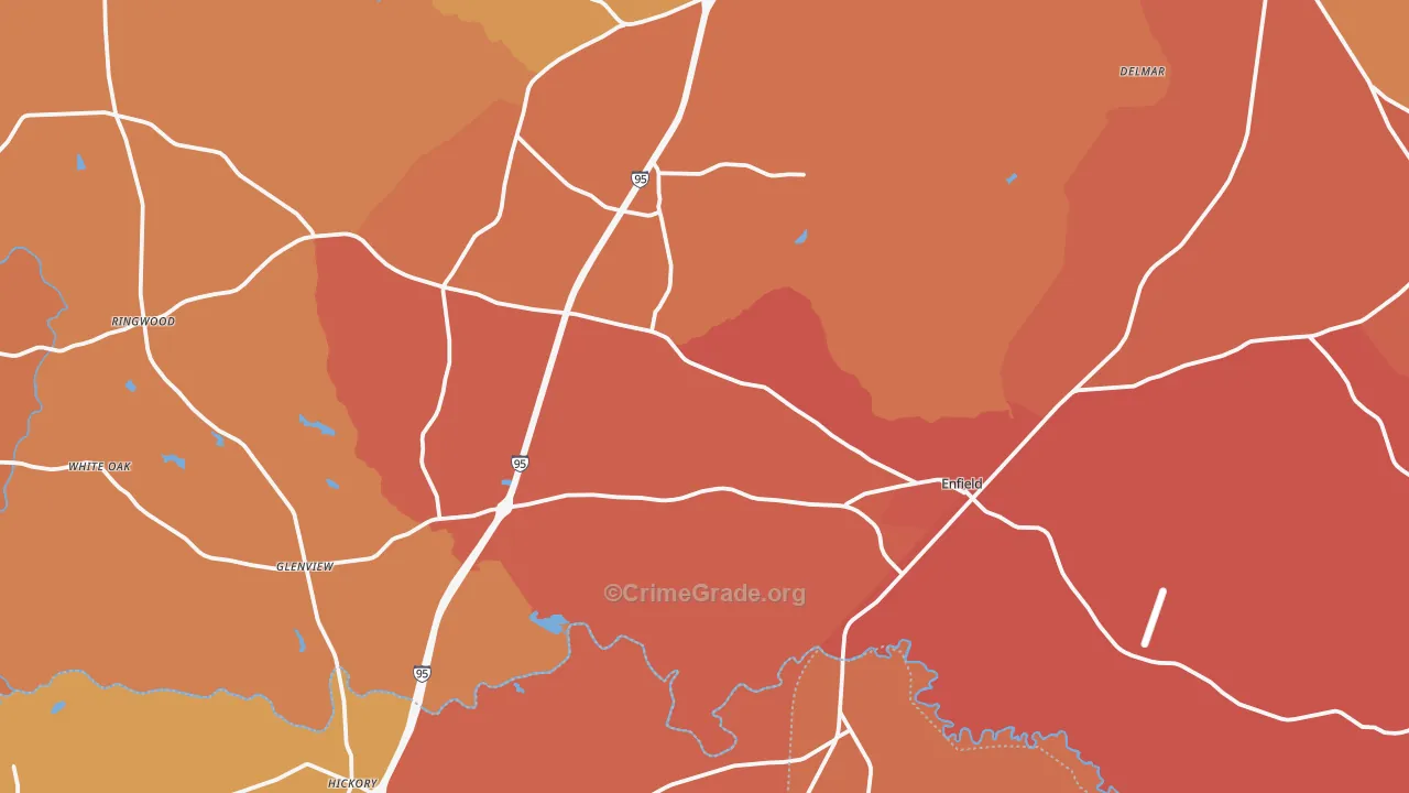 Enfield, NC Map of Theft Rates