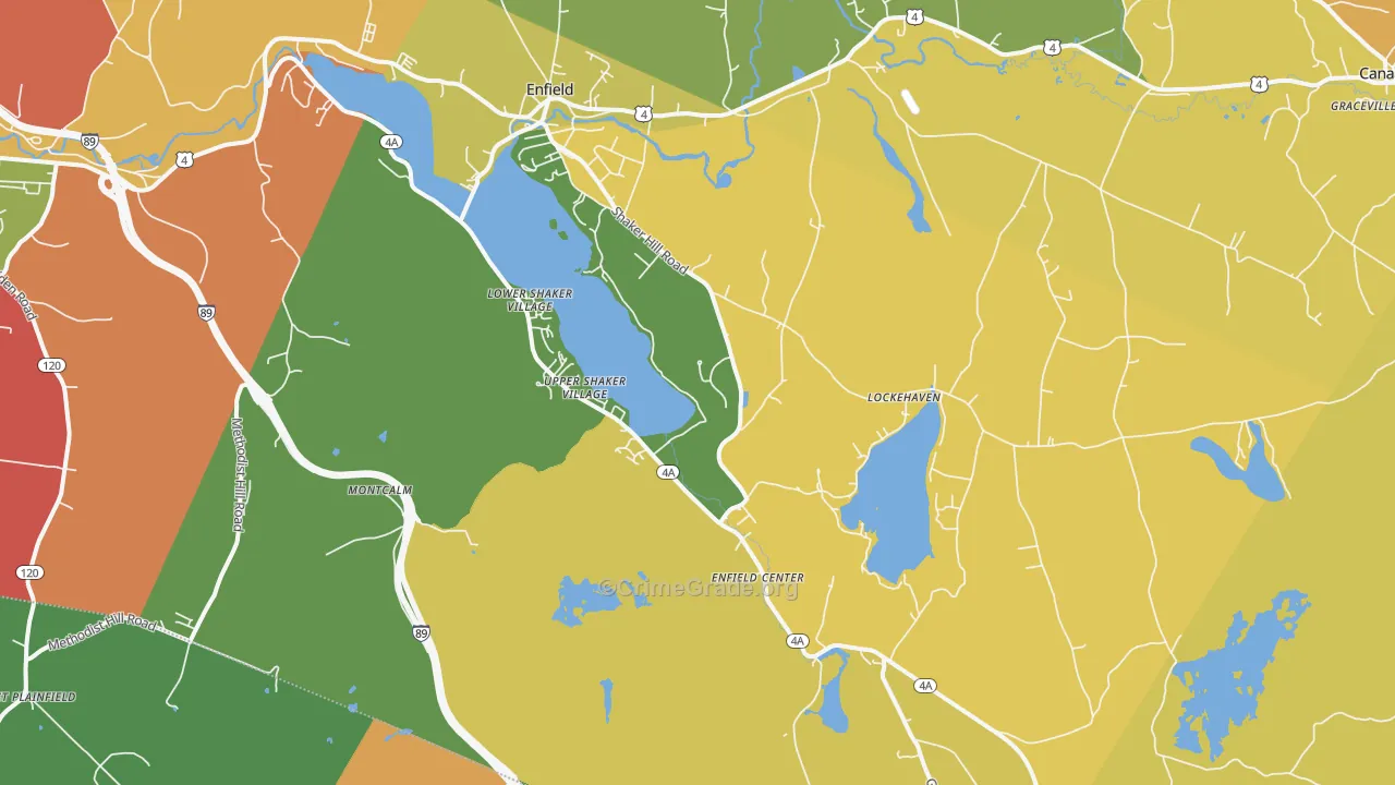 Enfield, NH Map of Theft Rates