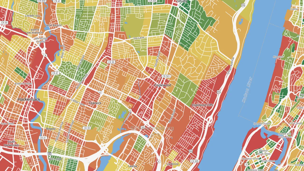 Englewood, NJ Map of Theft Rates