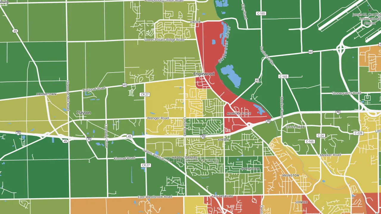 Englewood, OH Map of Theft Rates