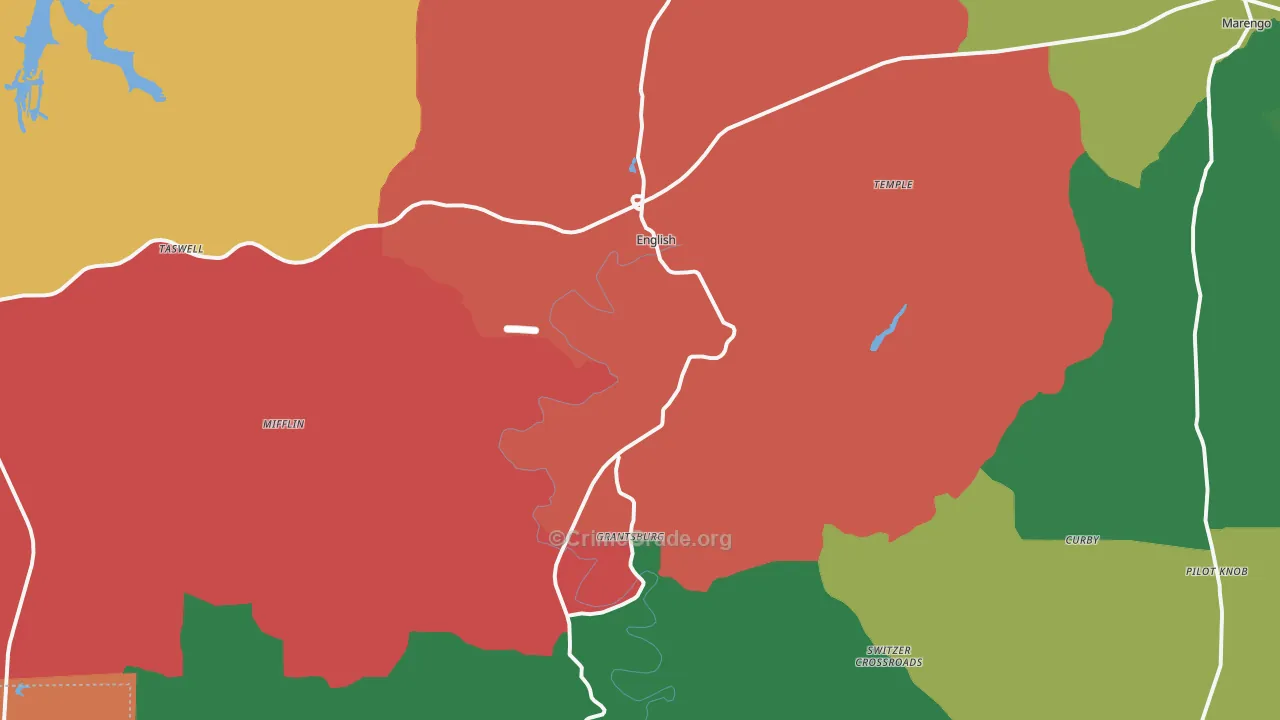 English, IN Map of Theft Rates
