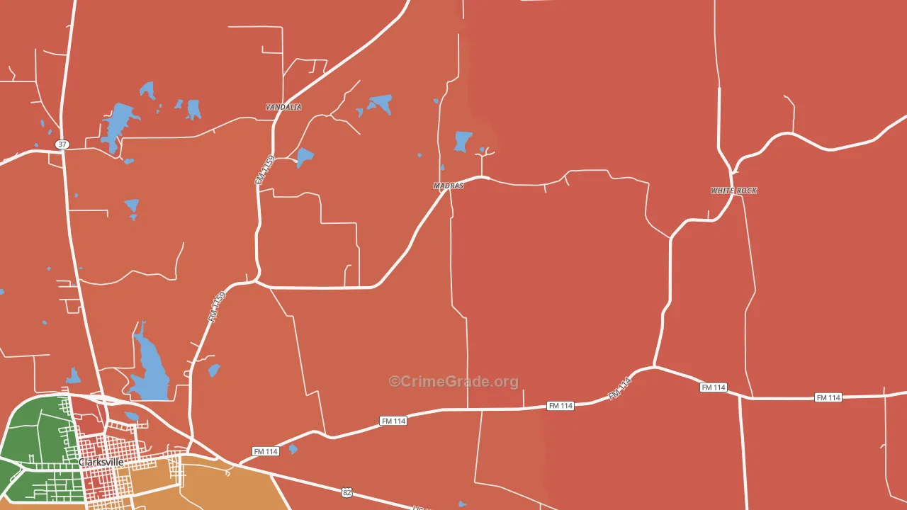 English, TX Map of Theft Rates