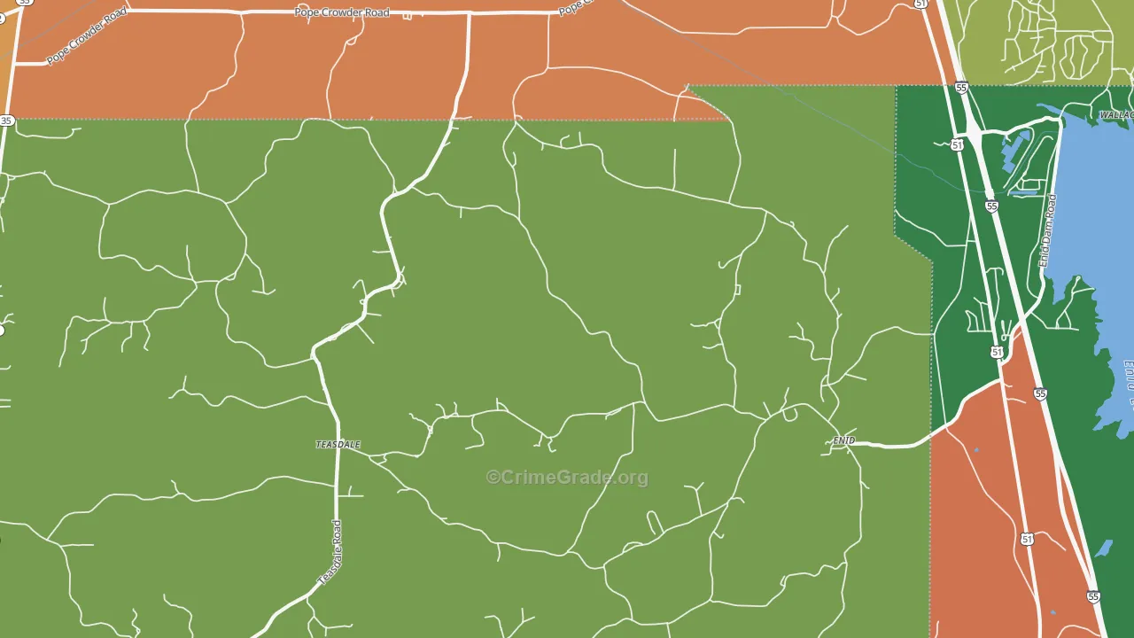 Enid, MS Map of Theft Rates