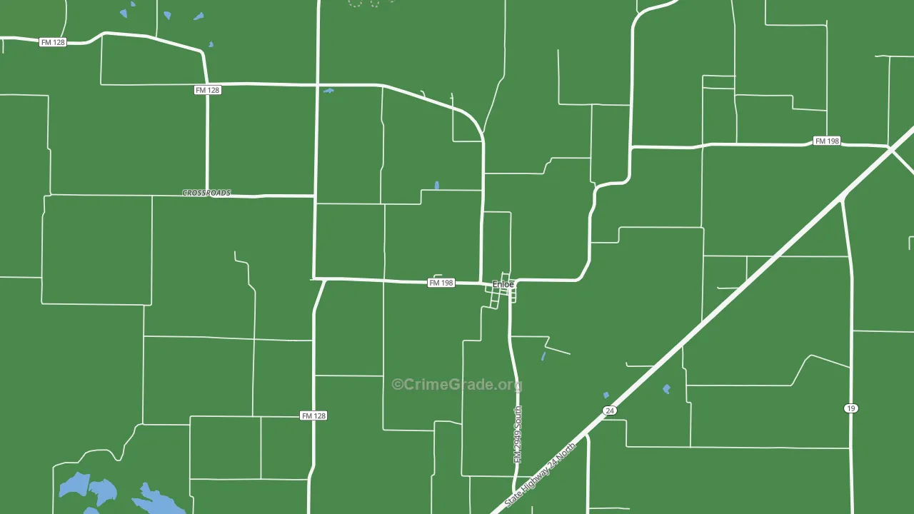 Enloe, TX Map of Theft Rates