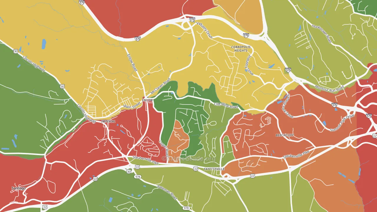 Enlow, PA Map of Theft Rates