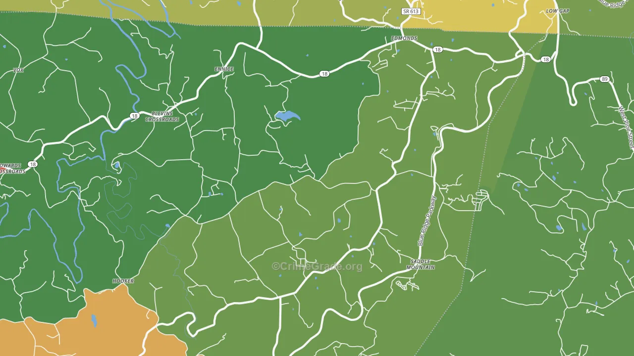 Ennice, NC Map of Theft Rates