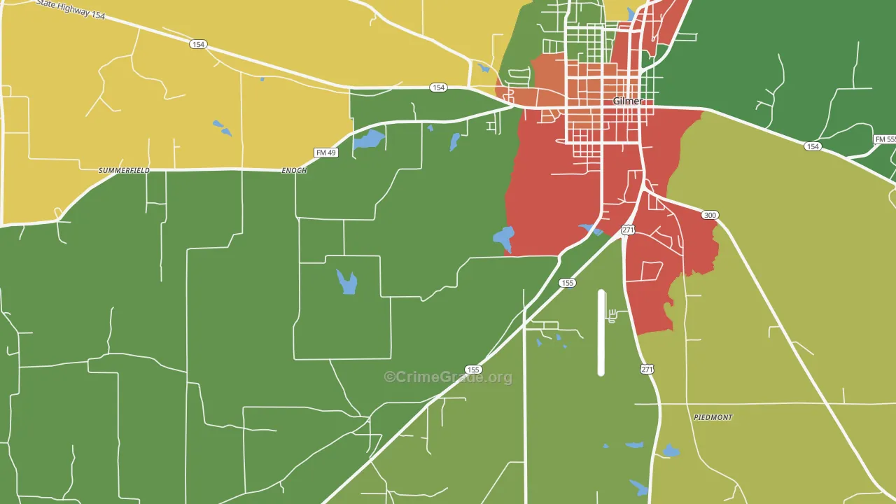 Enoch, TX Map of Theft Rates