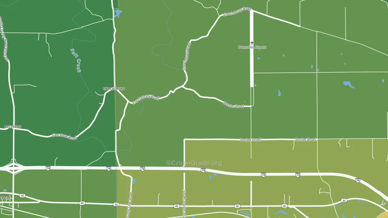 Enochsburg, IN Map of Theft Rates