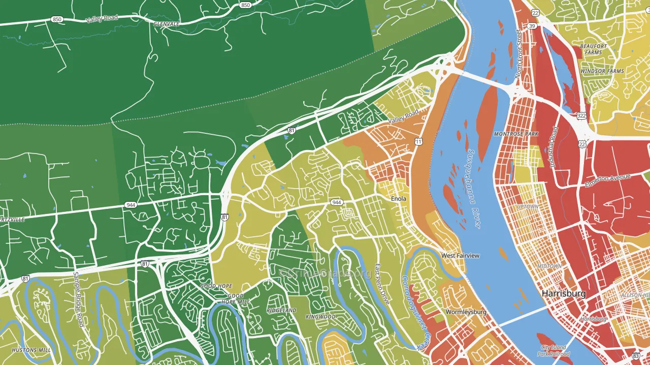 Enola, PA Map of Theft Rates