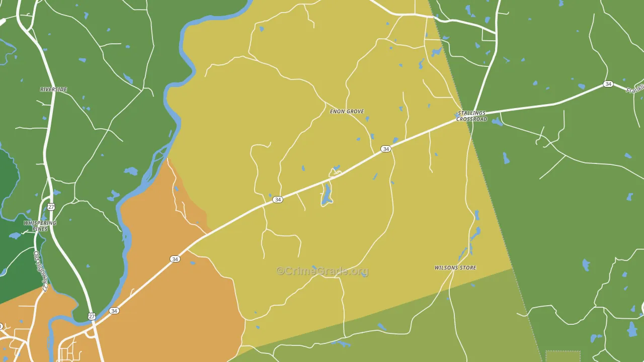 Enon Grove, GA Map of Theft Rates