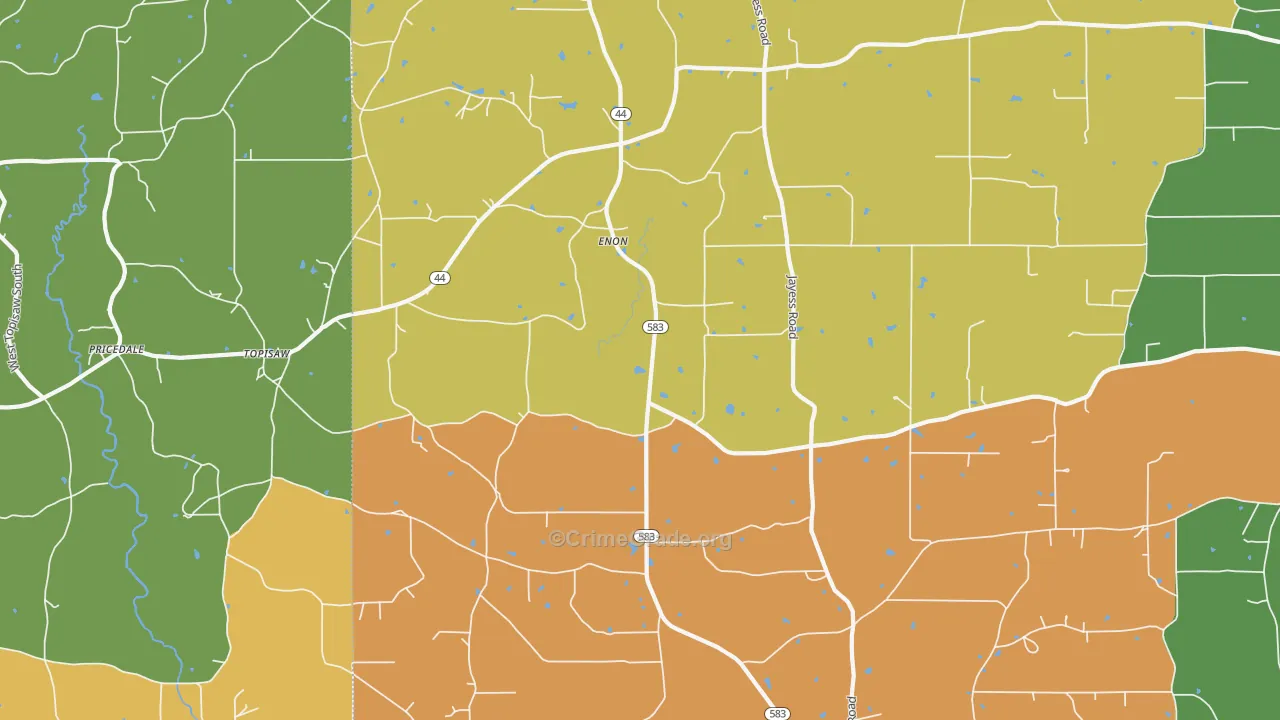 Enon, MS Map of Theft Rates