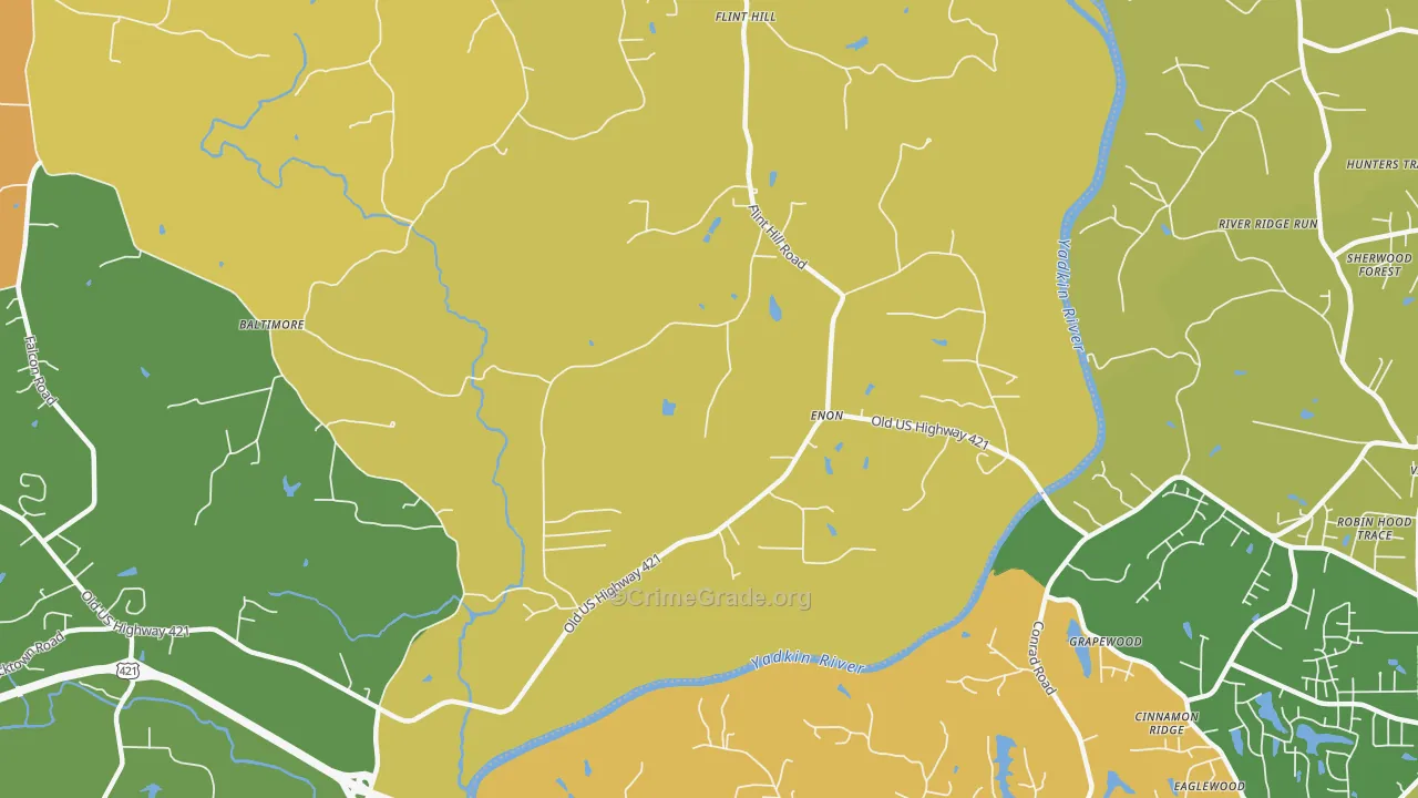 Enon, NC Map of Theft Rates