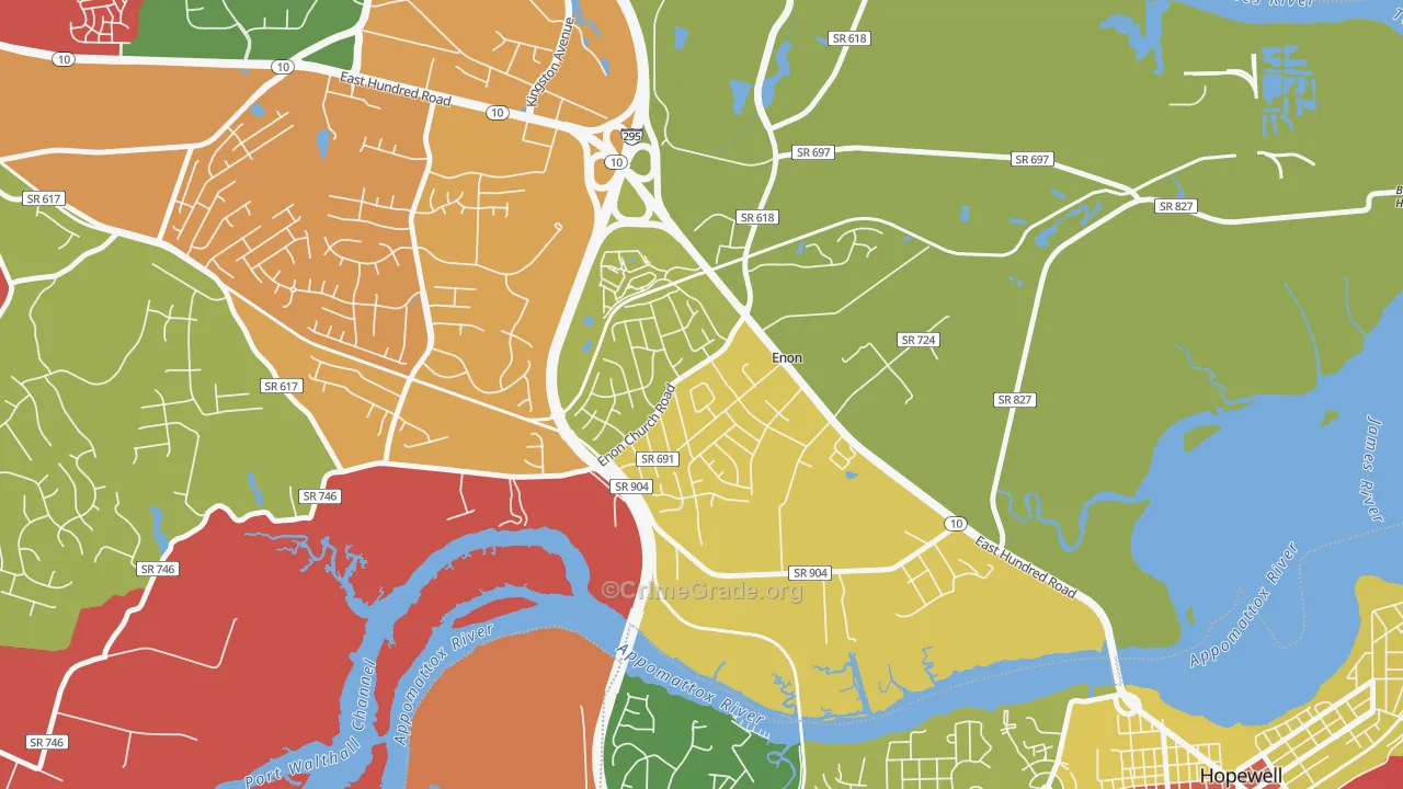 Enon, VA Map of Theft Rates