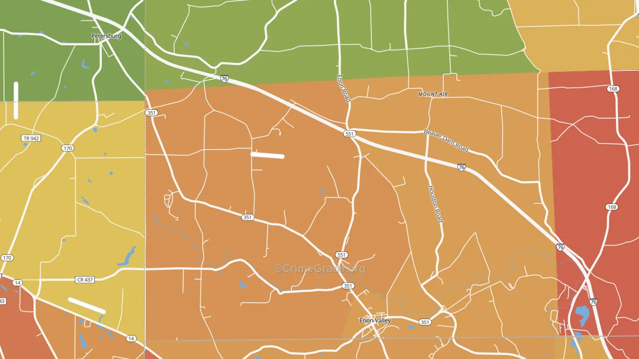 Enon Valley, PA Map of Theft Rates