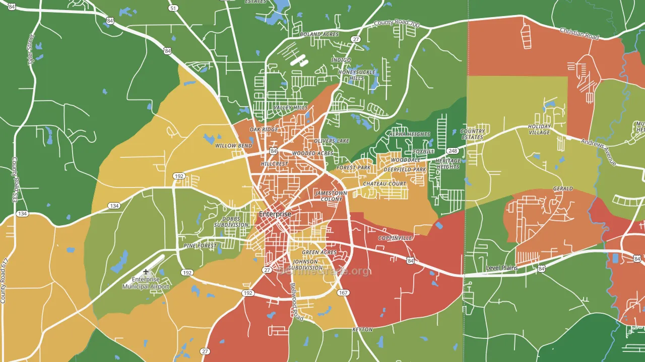 Enterprise, AL Map of Theft Rates