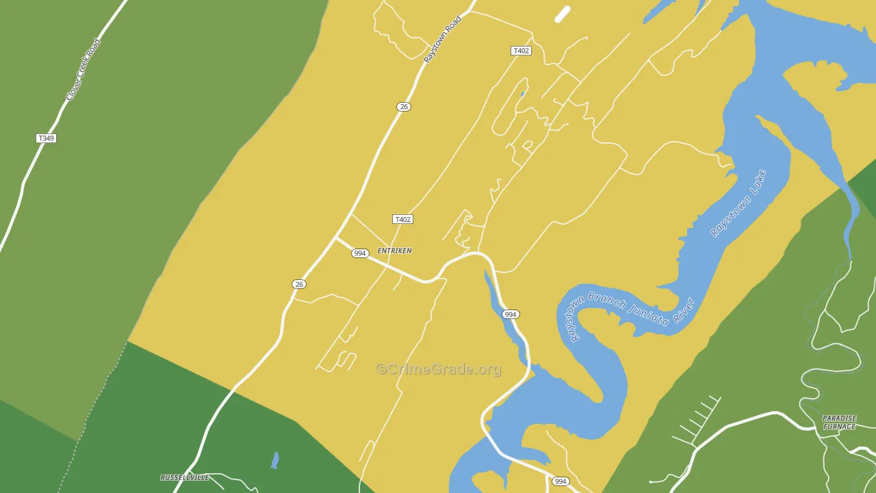 Entriken, PA Map of Theft Rates