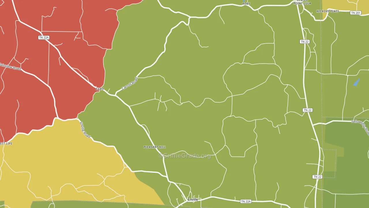 Enville, TN Map of Theft Rates