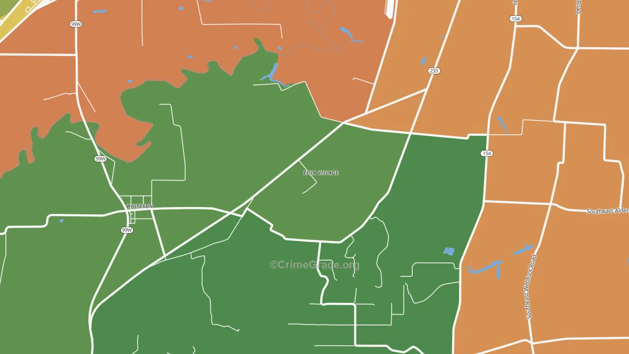 Eola Village, OR Map of Theft Rates