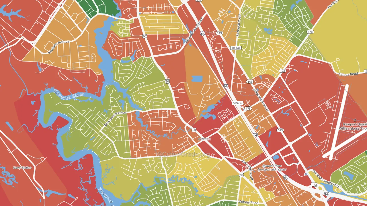 Epes, Newport News, VA Map of Theft Rates