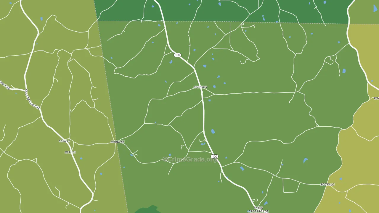 Ephesus, GA Map of Theft Rates