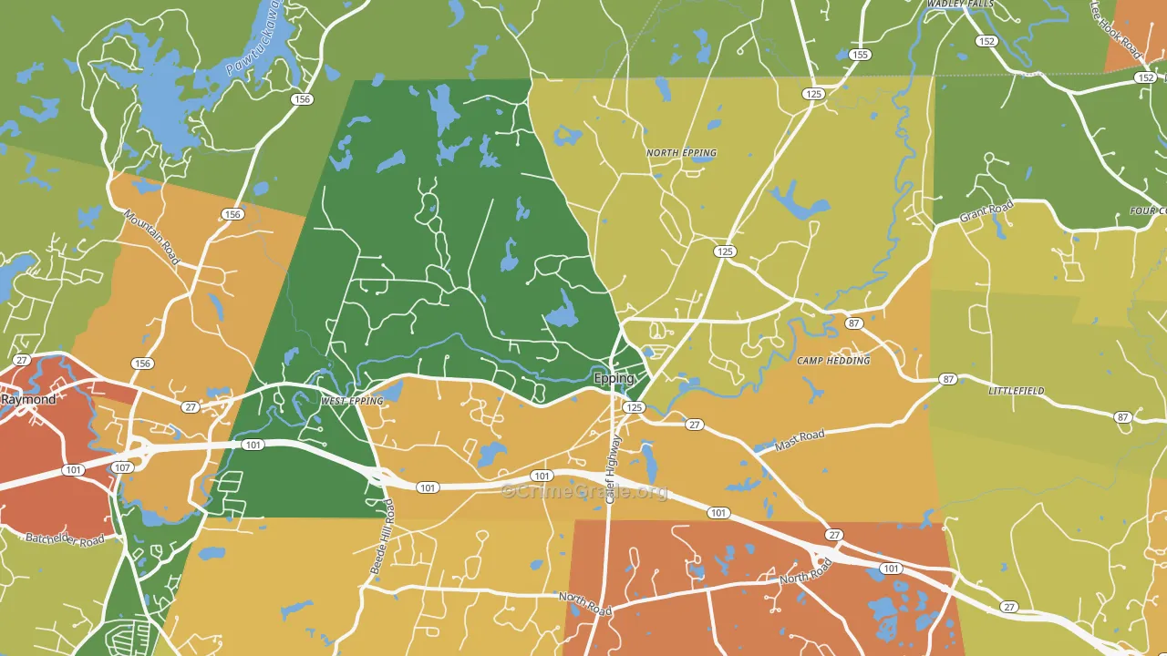 Epping, NH Map of Theft Rates