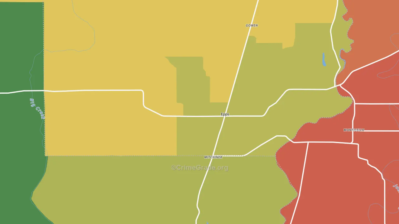 Epps, LA Map of Theft Rates