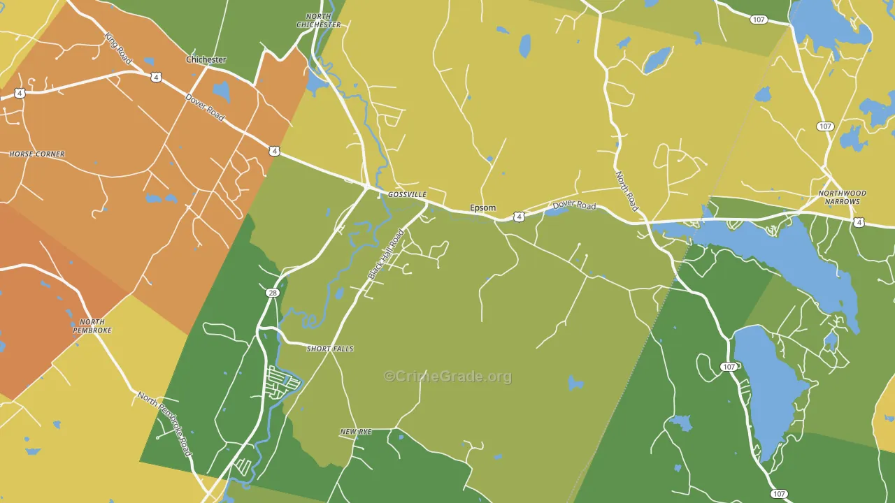 Epsom, NH Map of Theft Rates
