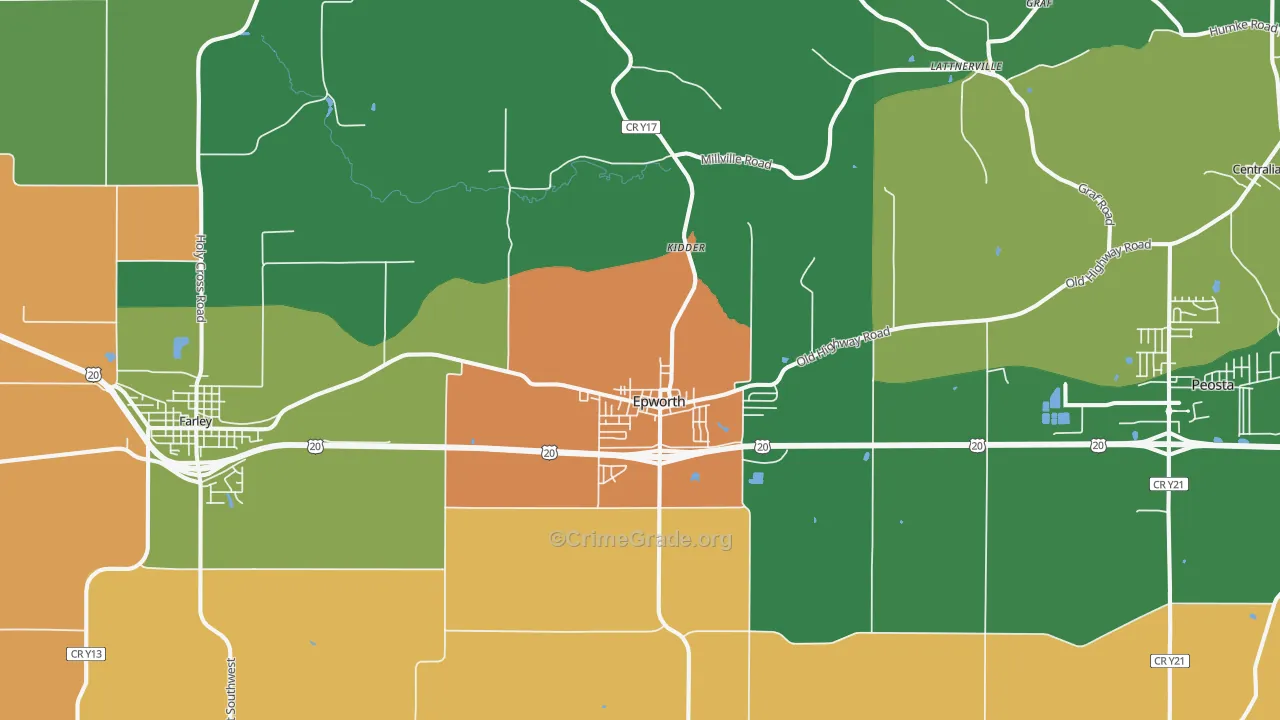 Epworth, IA Map of Theft Rates