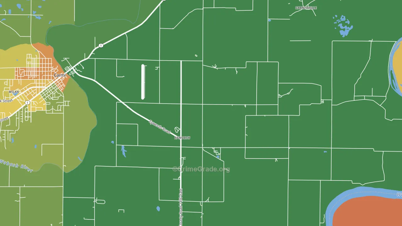 Epworth, IL Map of Theft Rates