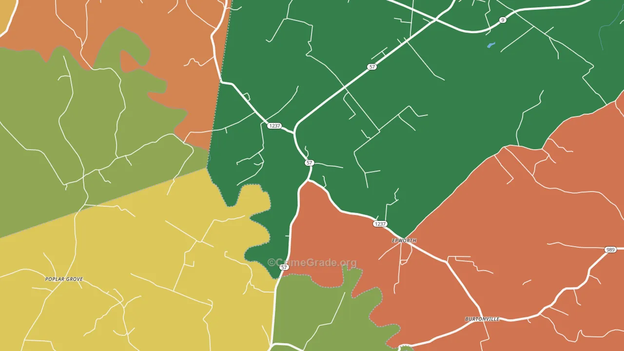 Epworth, KY Map of Theft Rates