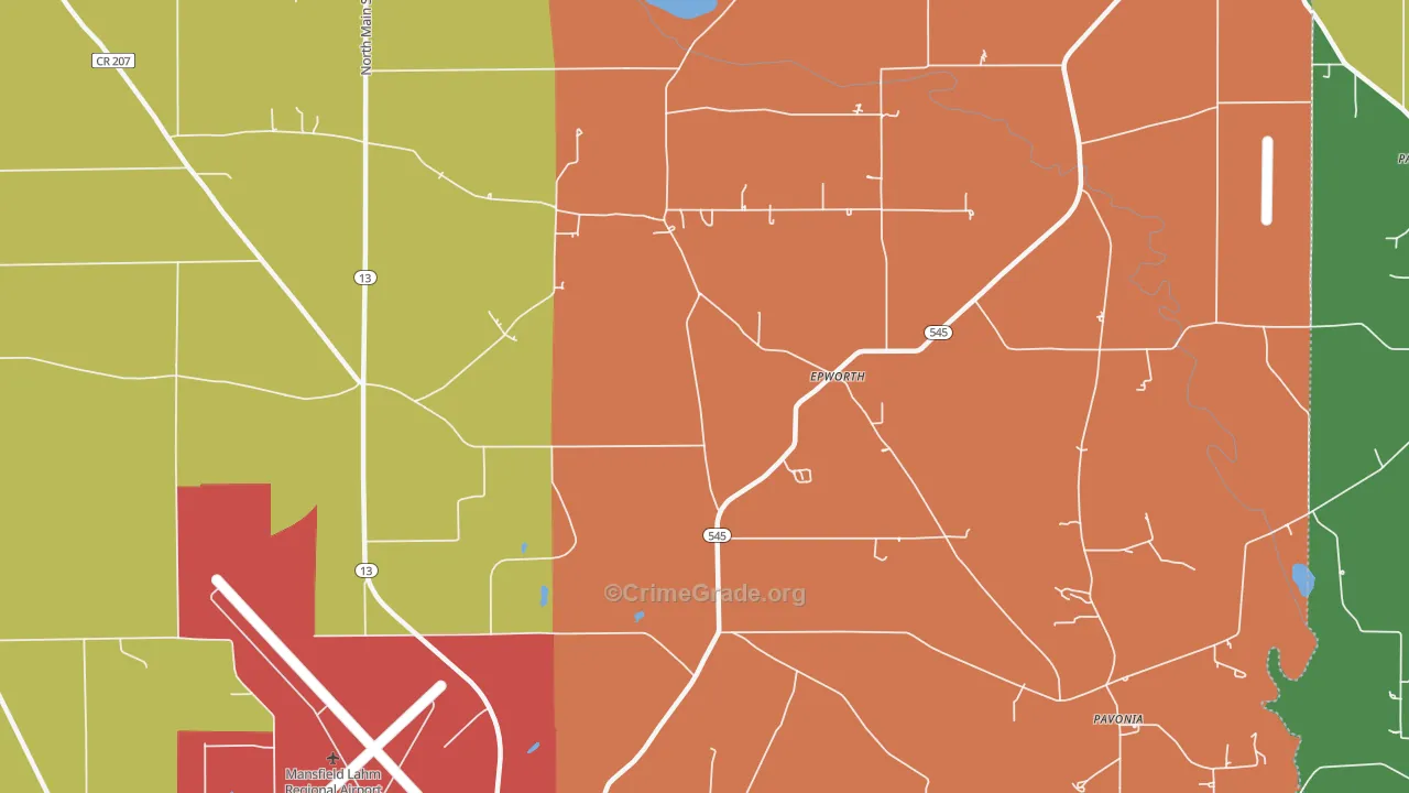 Epworth, OH Map of Theft Rates