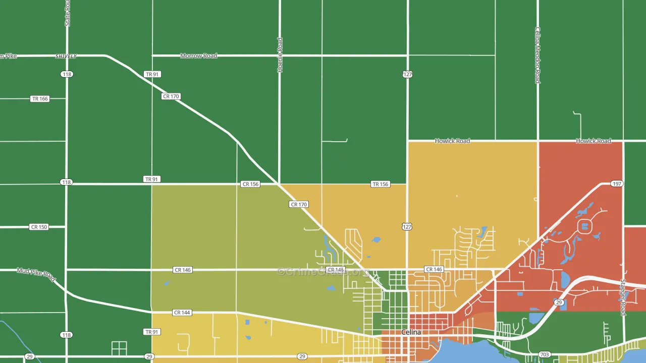 Erastus, OH Map of Theft Rates