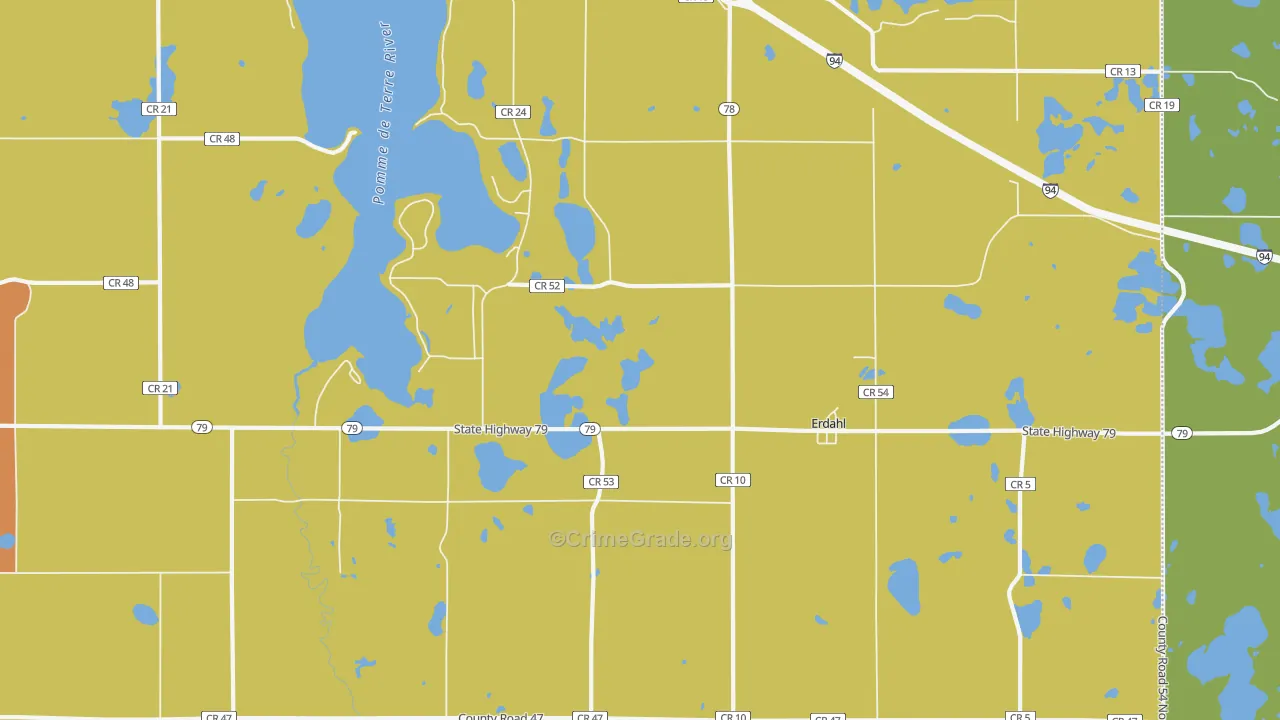 Erdahl, MN Map of Theft Rates