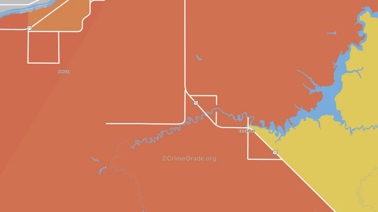 Ericsburg, MN Map of Theft Rates