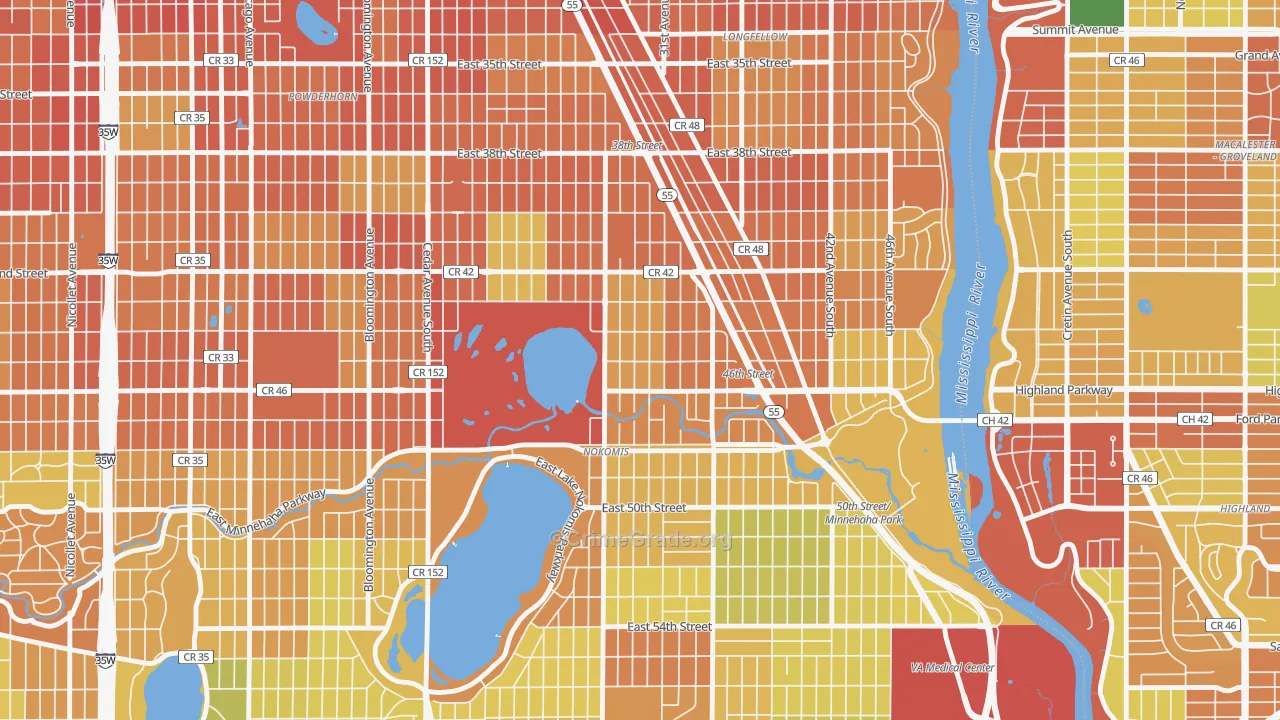 Ericsson, Minneapolis, MN Map of Theft Rates
