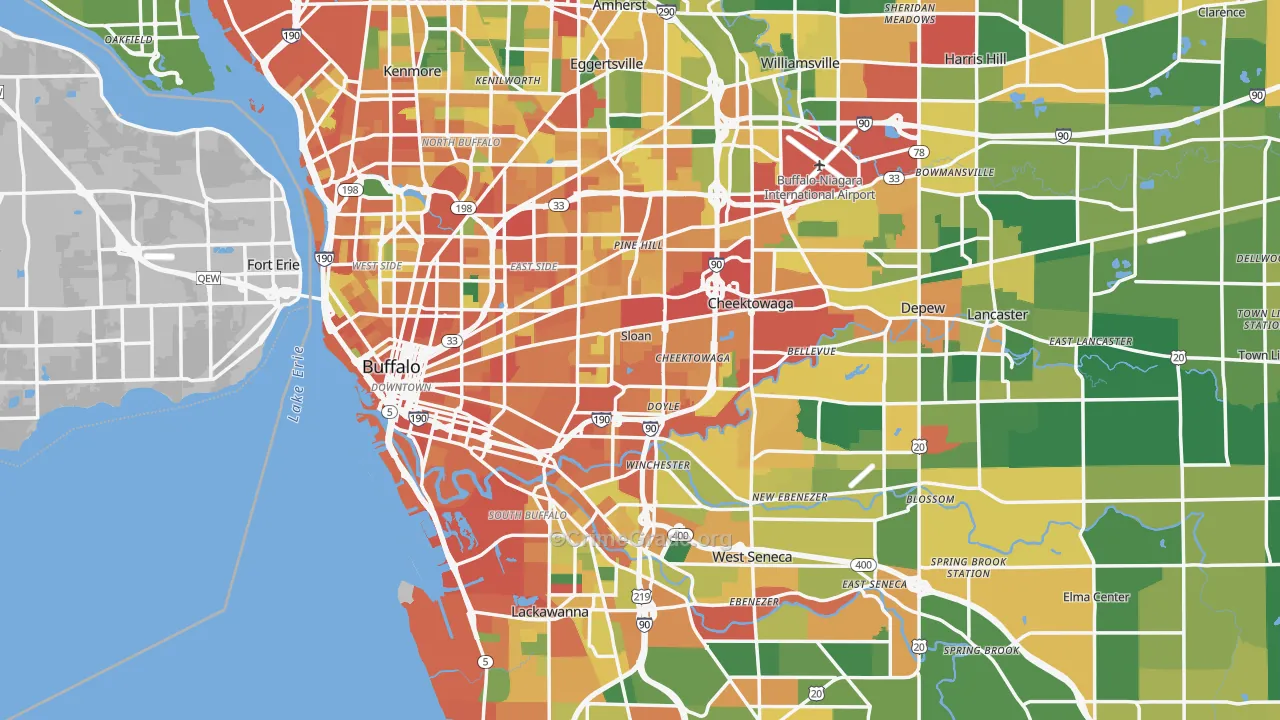 Erie County, NY Map of Theft Rates